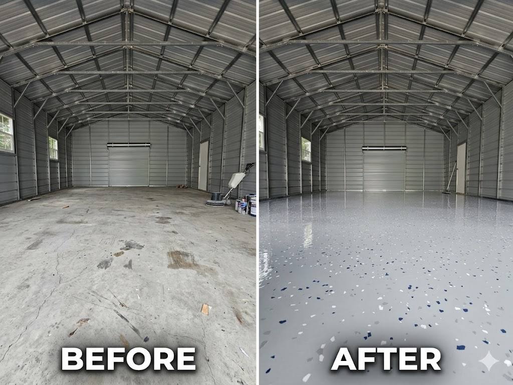 Garage floor epoxy before after Chattanooga TN